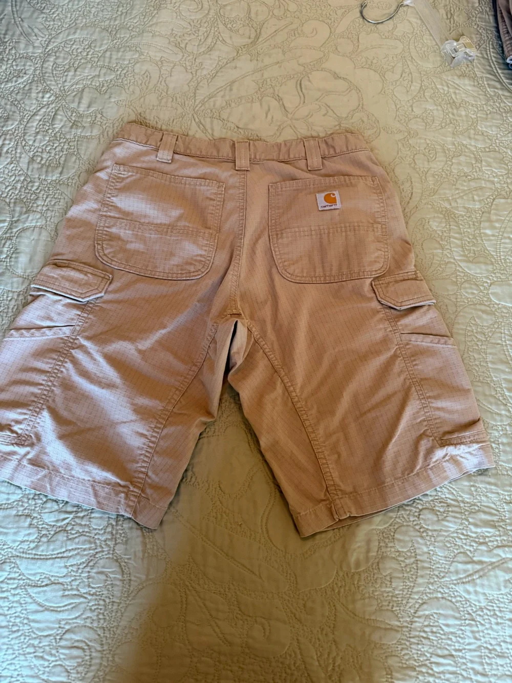 Carhartt Force Broxton Cargo Shorts 32 Tan Ripstop Utility Hiking Workwear
